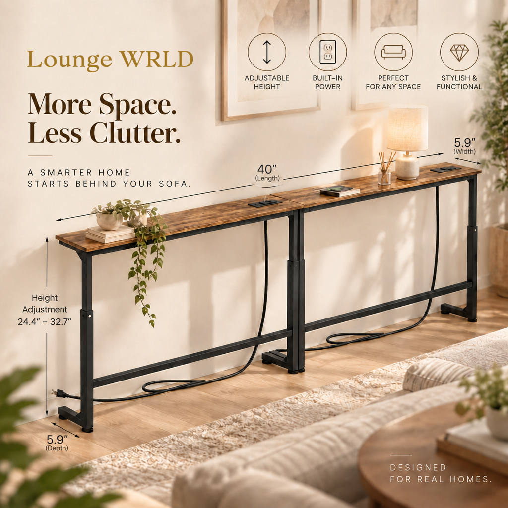 Lounge WRLD table behind the sofa with dimensions